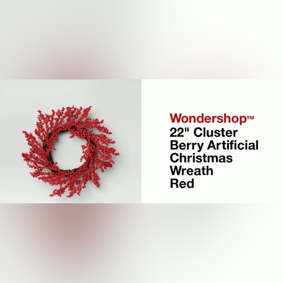 NWT 22" Cluster faux Berry Artificial Christmas Wreath Red by Wondershop™ - Picture 3 of 9